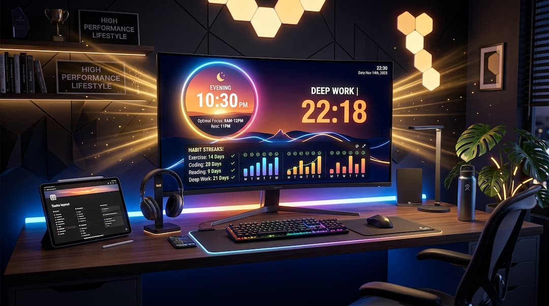 Sleek Productivity Workstation and Focus Timer